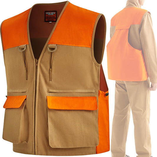 NEW VIEW Upland Hunting Vest for Men- Blaze Orange, Pheasant Hunting Vest with Game Pouch, Bird Hunting Vest for Quail