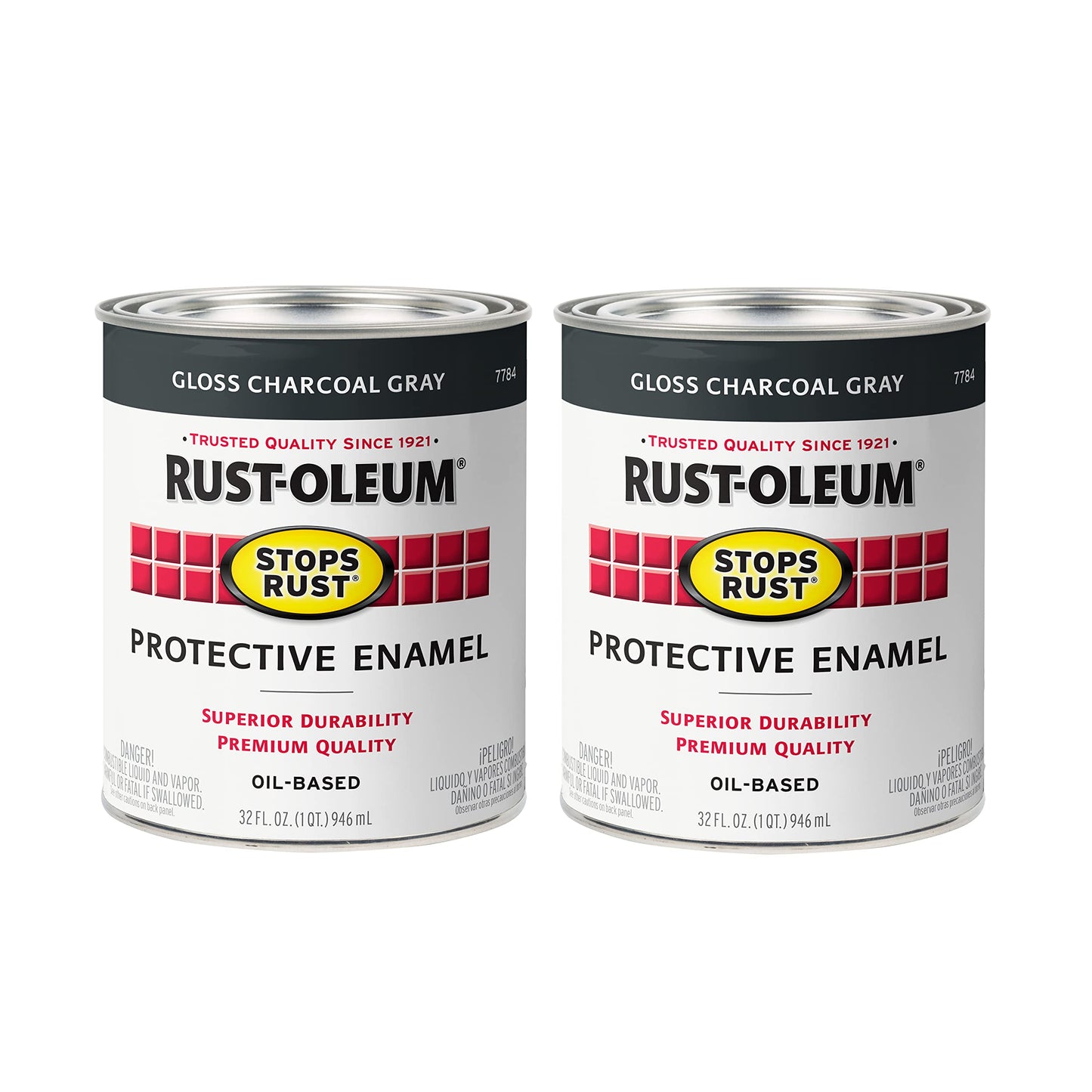 Rust-Oleum 7779502 Stops Rust Brush On Paint, Quart, Gloss Black, 32 Fl Oz (Pack of 1)