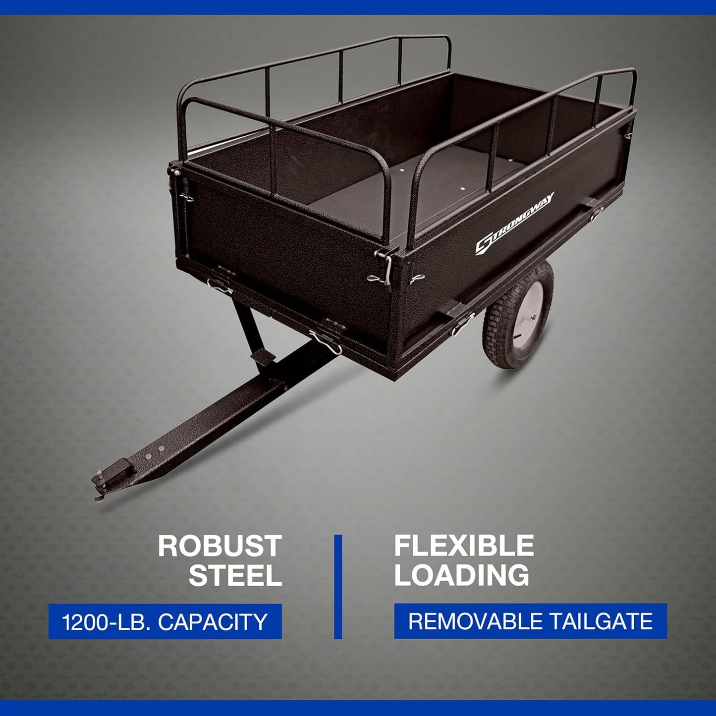 Strongway Steel ATV Trailer - 1200-Lb. Capacity, 17 Cu. Ft.