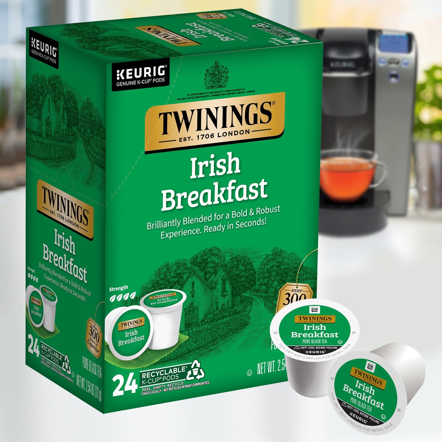 Twinings English Breakfast Black Tea K-Cup Pods for Keurig, 24 Count (Pack of 1), Smooth, Flavourful, Robust, Caffeinated, Enjoy Hot or Iced