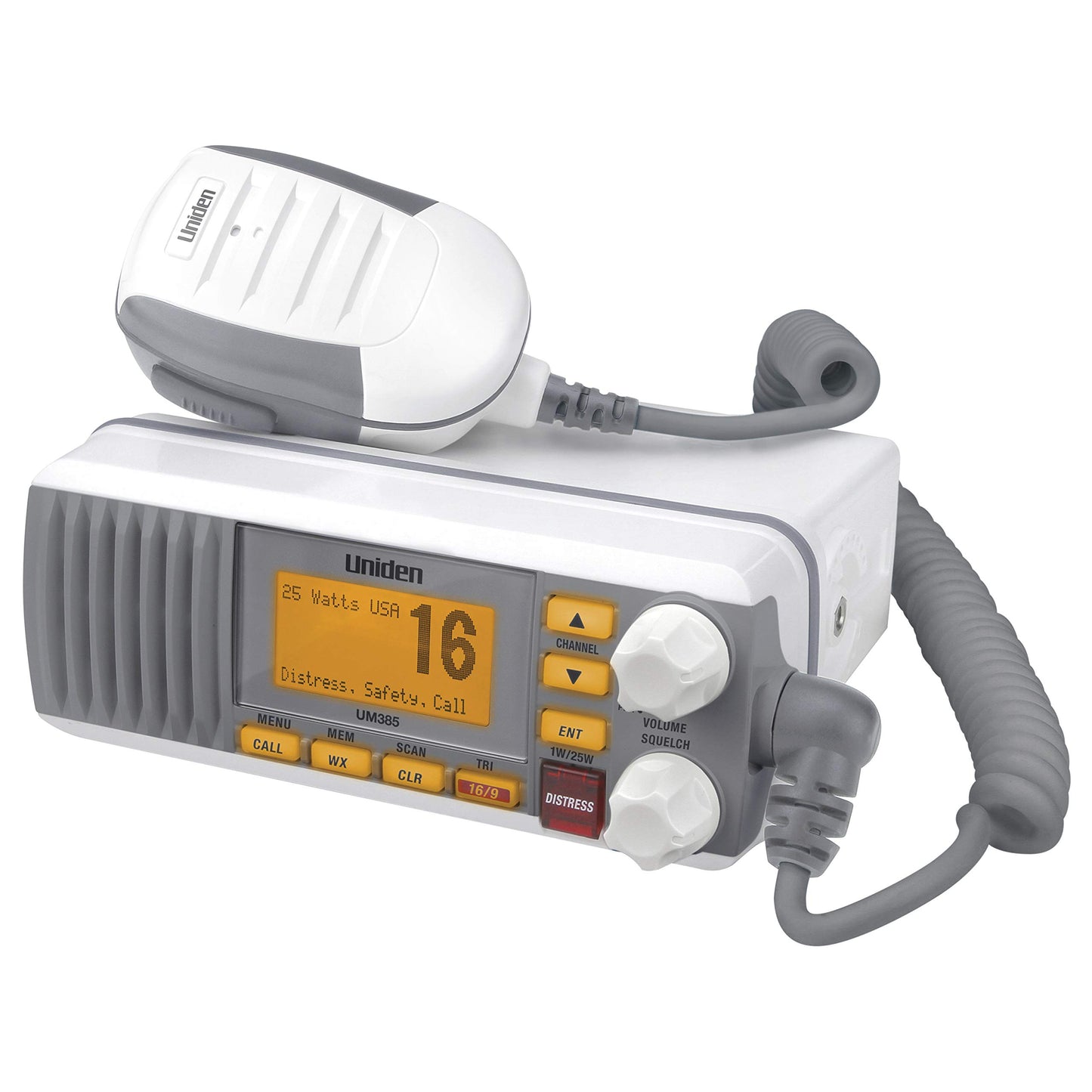 Uniden UM385BK 25 Watt Fixed Mount Marine VHF Radio, Waterproof, Noaa Weather Alert, All USA/Intl/Canadian Marine Channels