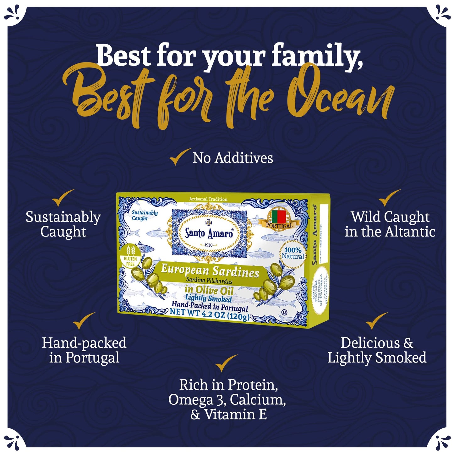 Santo Amaro - 6 Flavor Variety Pack Sampler European Wild Sardines - Virgin Olive Oil - Tomato Sauce from Puree - Virgin Olive Oil & Spicy Red Piri Piri Pepper - Spring Water - Virgin Olive Oil & Lisbon Lemon - Tomato Puree with Spicy Red Piri Piri Pepper
