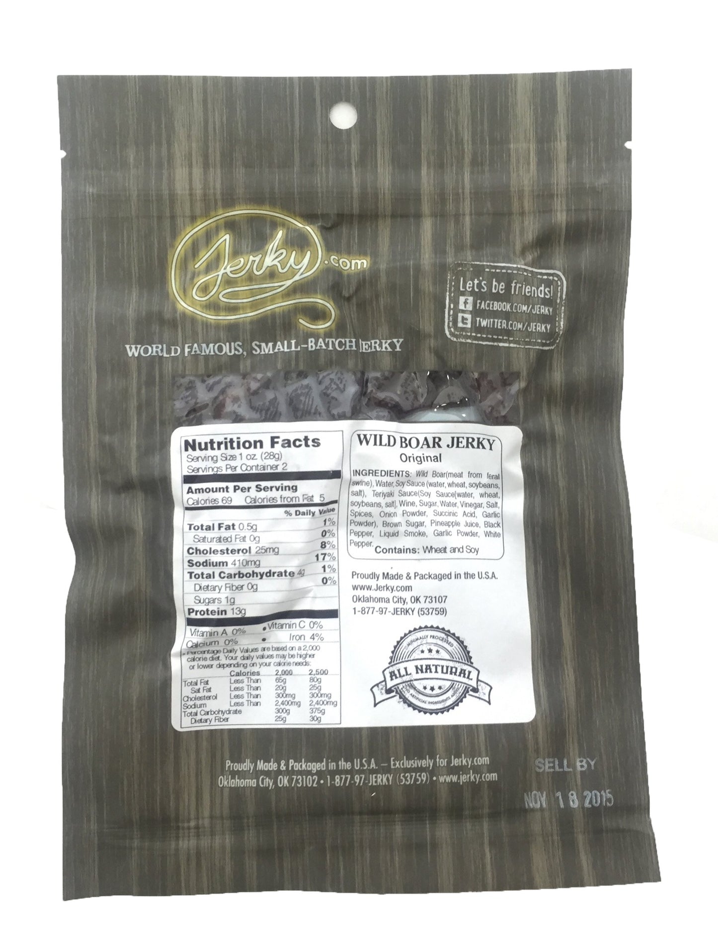 Jerky.com Original Buffalo Jerky 3-Pack - Exotic Jerky High Protein, Gluten-Free, All-Natural Exotic Snack - Premium Wild Game Meat - Perfect for Hiking, Camping, and On-the-Go 1.75oz (Pack of 3)