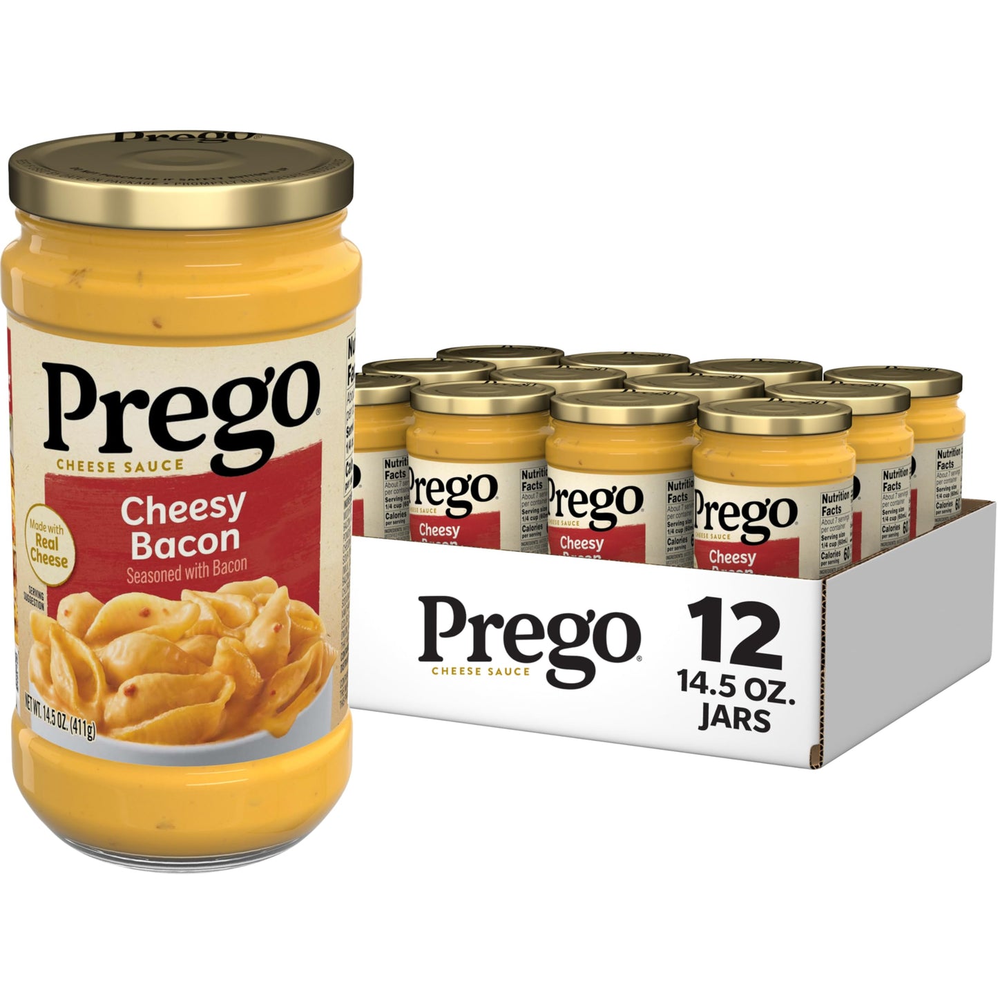 Prego Alfredo Pasta Sauce with Roasted Garlic and Parmesan Cheese, 14.5 oz Jar