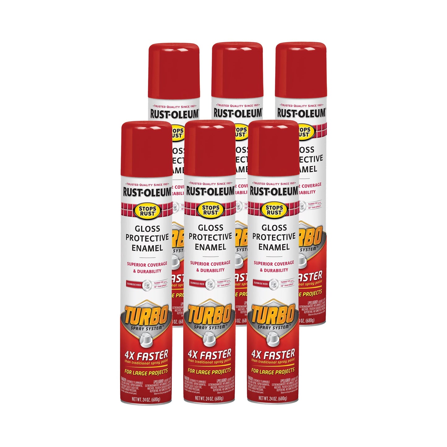 Rust-Oleum 376298 Stops Rust Turbo Spray System Spray Paint, 24 oz, Flat Black