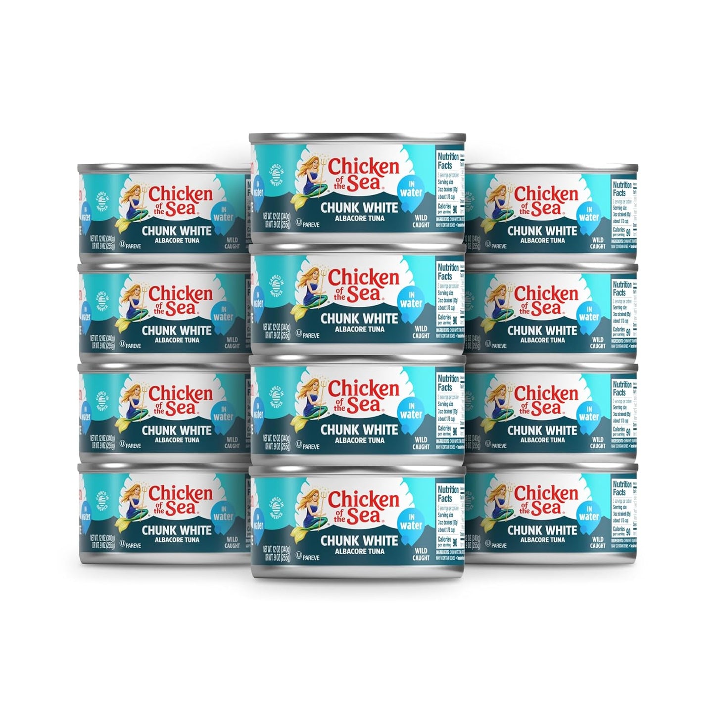 Chicken of the Sea Chunk White Albacore Tuna in Water, Wild Caught Canned Tuna, 12 oz. Can (Pack of 12)