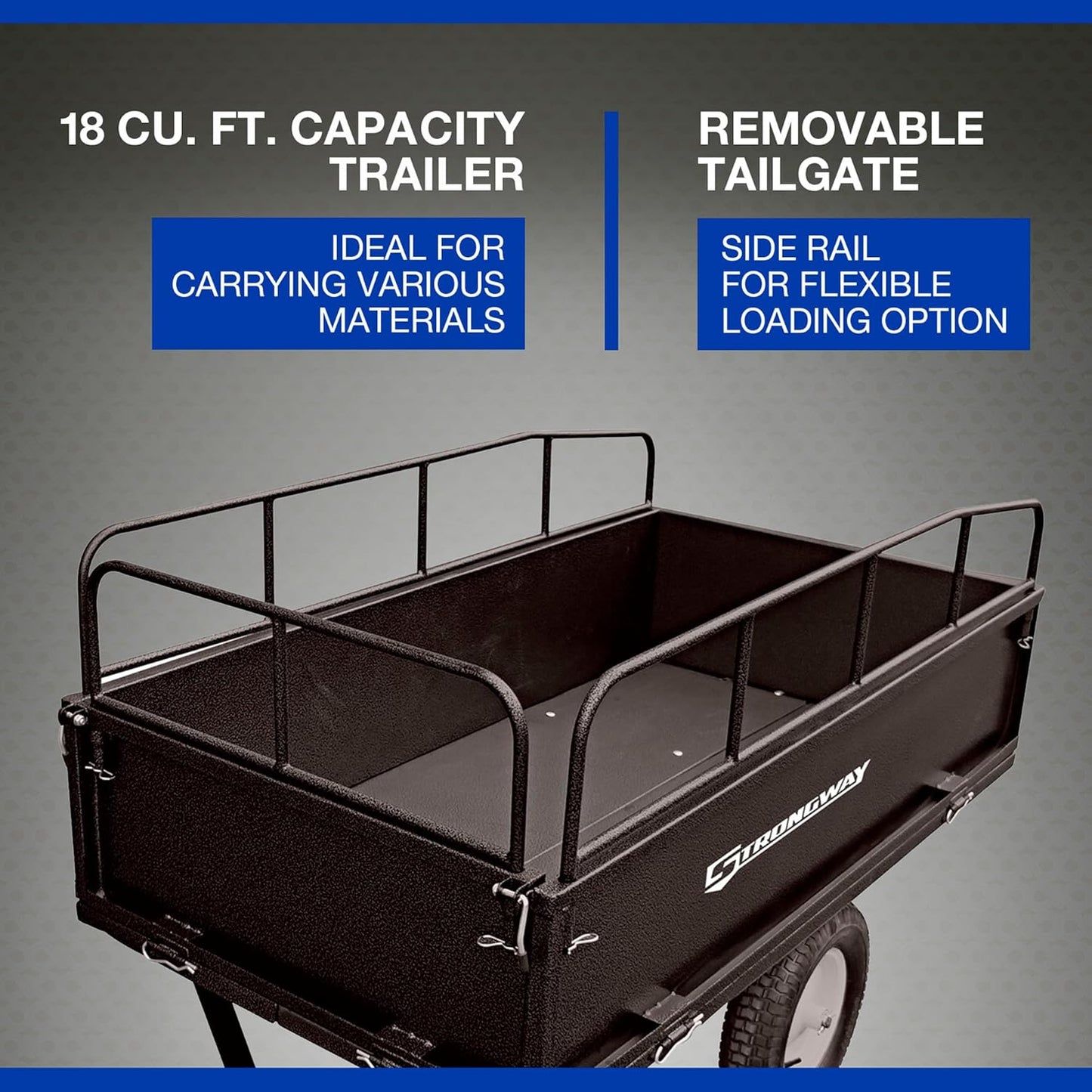 Strongway Steel ATV Trailer - 1200-Lb. Capacity, 17 Cu. Ft.