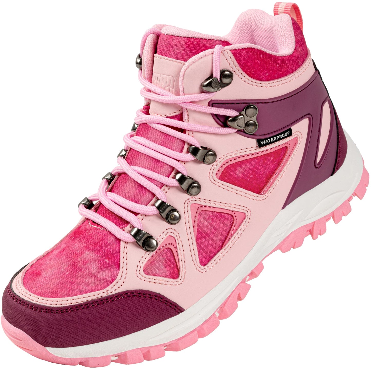 R CORD Kids Hiking Boots Waterproof Durable TPR Traction Outsole Anti-Skid Athletic Lace Up Hiking Shoes for Outdoor Adventure