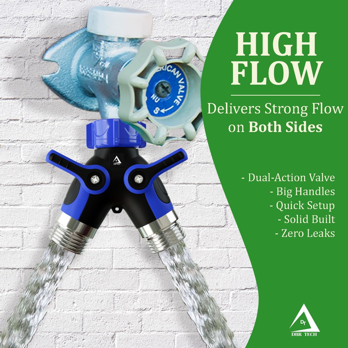 Hose Splitter 2 Way, Heavy Duty Metal Connector, Two Way Garden Hose Splitter, High Flow Spigot Faucet Bib Adapter, Solid Double Y Shut Off Valve for Outdoor Gardening Hoses, Orange