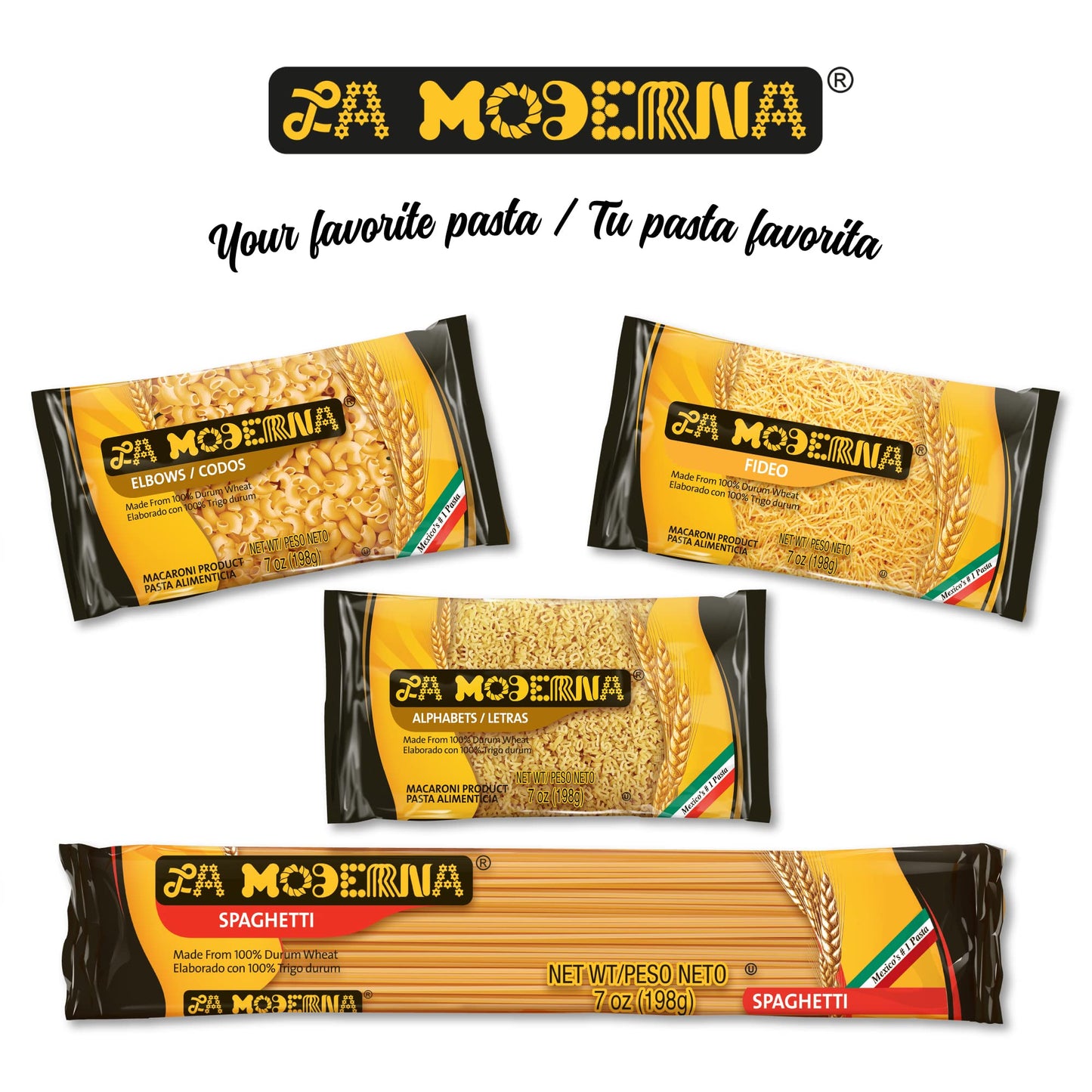 LA MODERNA, Noodles, Pasta, Made with Durum Wheat Grits, Enriched with Vitamins and Iron, 7 oz, Pack of 20