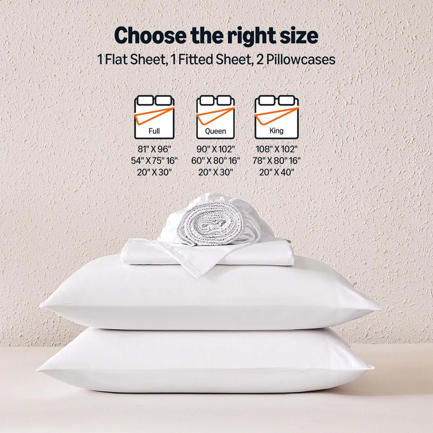 Amazon Basics Sheet Set Cationic Microfiber 4-Piece Bedding Set, Wrinkle Free and Easy Fit, Easy Care Bedding with 1 Deep Pocket Fitted Sheet, 1 Flat Sheet, and 2 Pillowcases, Queen, White