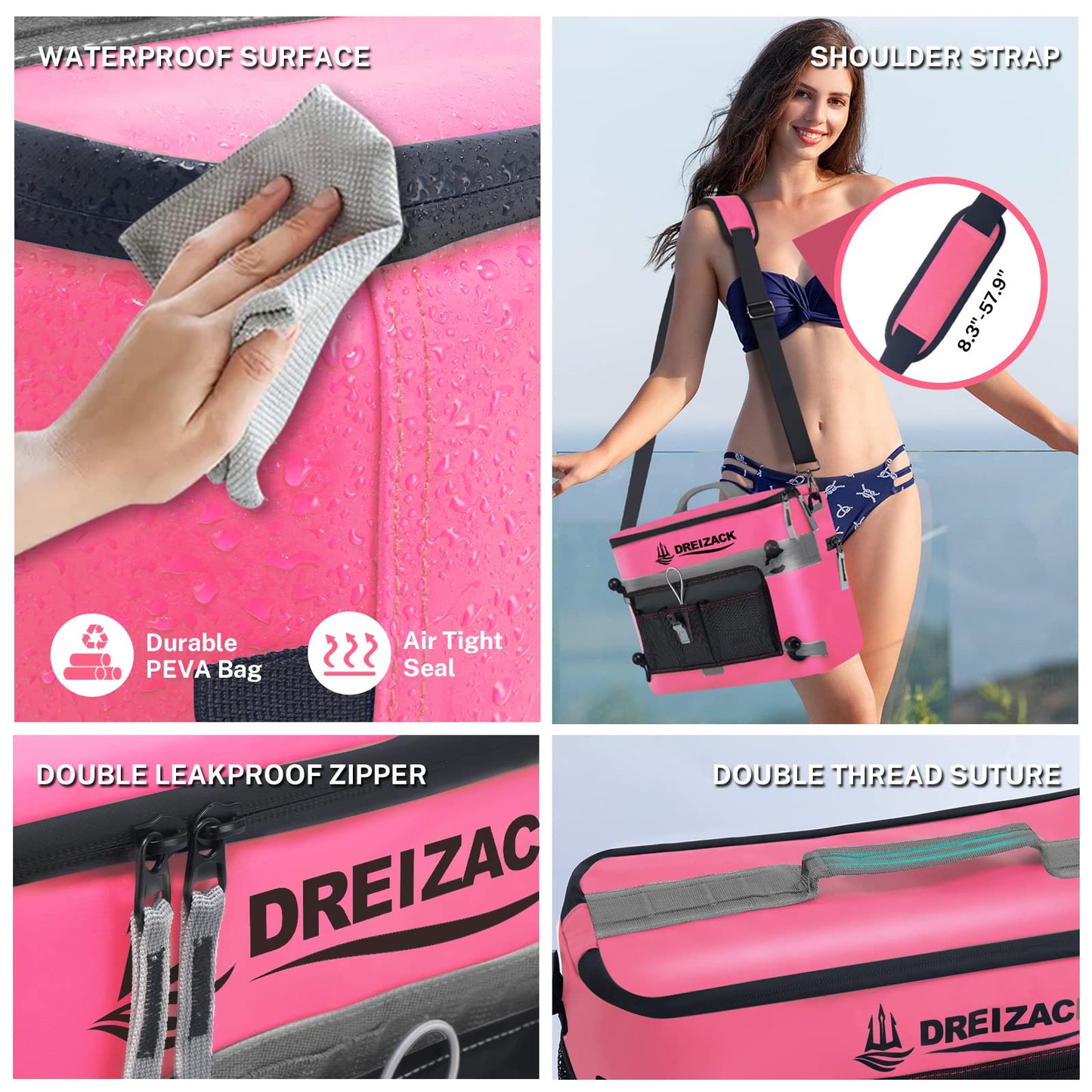 Dreizack Kayak Cooler Behind Seat, Waterproof Cooler for Kayaking,Paddle Board Cooler Compatible with Lawn-Chair Seat Kayak Accessories Cooler Bag Kayak Cooler Tow Behind for Camping Fishing