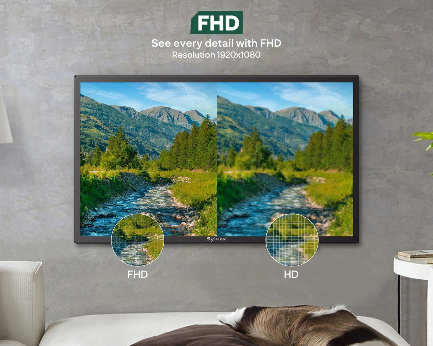 SYLVOX Smart RV TV, 24" 12 Volt TVs for RV Camper 1080P DC/AC Powered Television, Compatible with Google OS, Support Download APPs, Google Assistant, Bluetooth WiFi, 9-32V Wide Voltage Protection