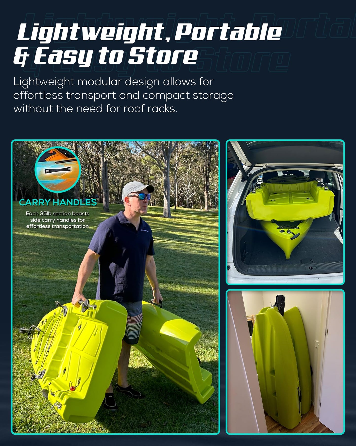 Reel Yaks Radar Modular Fishing Kayak - Fin Drive, 10ft, 400 lbs Capacity, Sunrise - Pedal Fishing Kayaks for Adults & Youth, Sit on Top, Compact Storage, Lightweight, Durable, Easy Transport