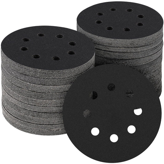 100 PCS 5 Inch Sanding Discs 120 Grit, Round Hook and Loop Sandpaper for Random Orbital Sander