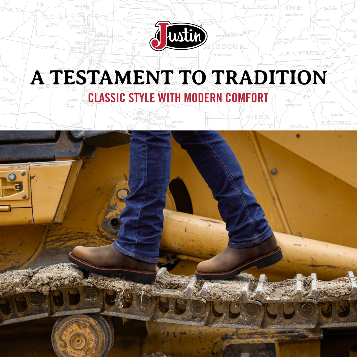 Justin Blueprint 11" Work Boots for Men - Round Toe Full-Grain Leather Cowboy Boots with Slip-resistant Outsole, EH-Rated