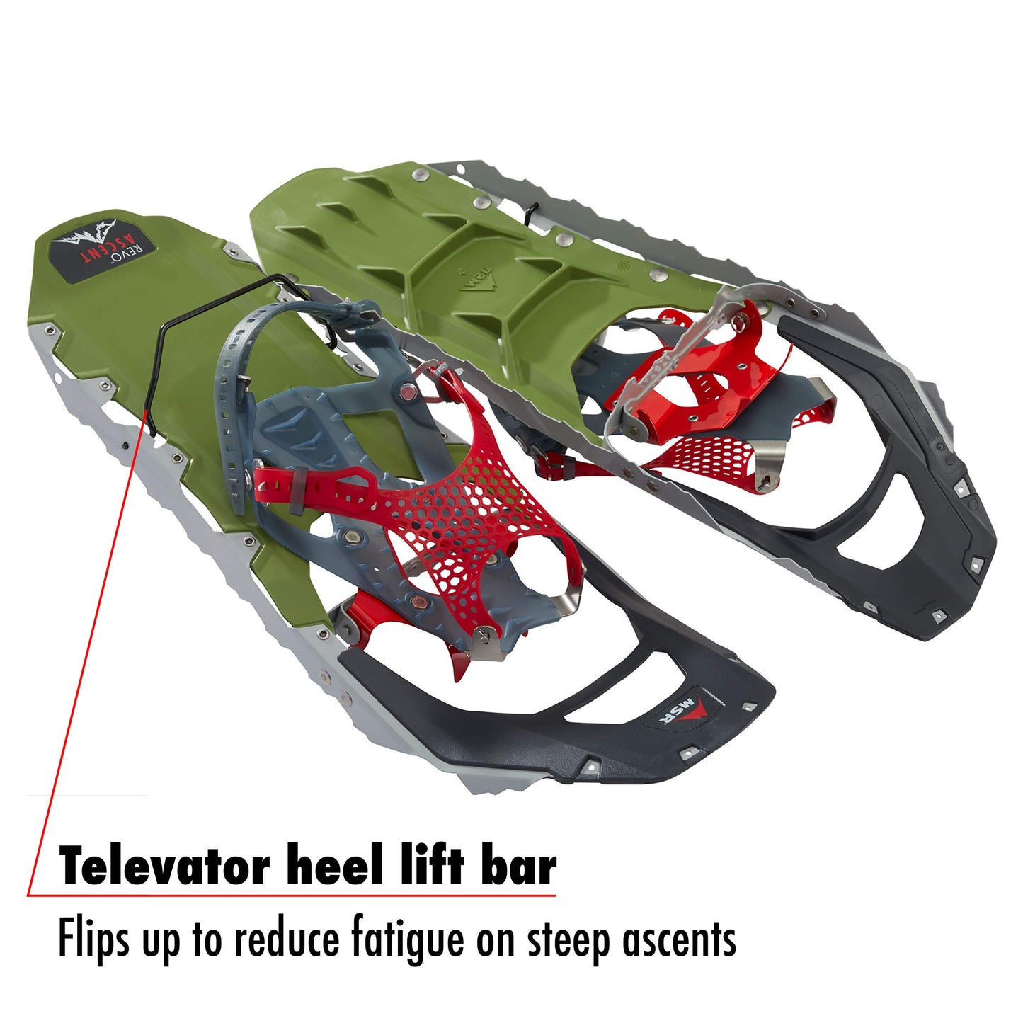MSR Revo Ascent Backcountry & Mountaineering Snowshoes with Paragon Bindings, 22 Inch Pair, Olive