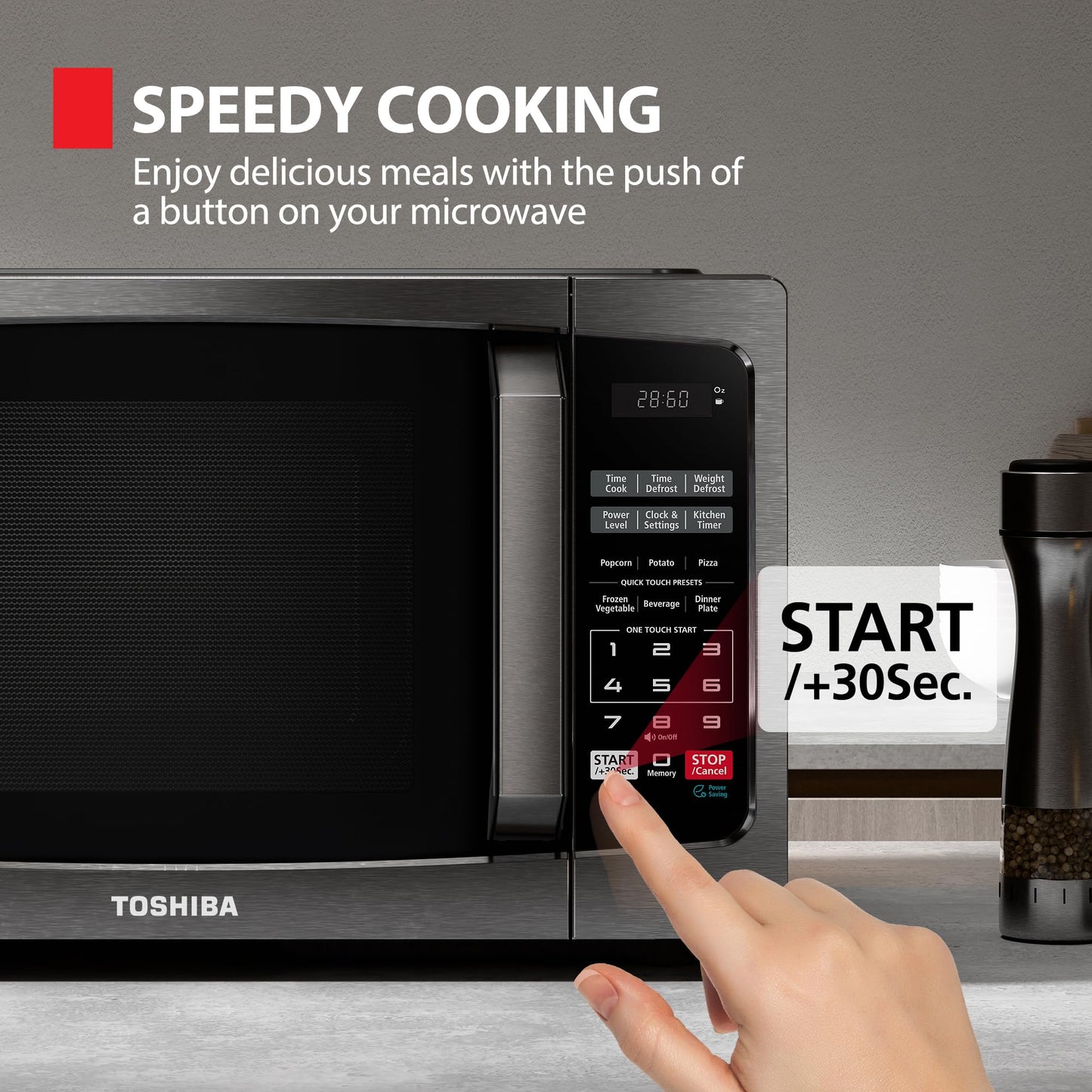 TOSHIBA Small Microwave Oven with 11 Power Levels, Sound On/Off & Eco Mode, Cu Ft, 700W, Black, MM-EM07PA(BK), ChefDefrost-0.7 Cu.Ft