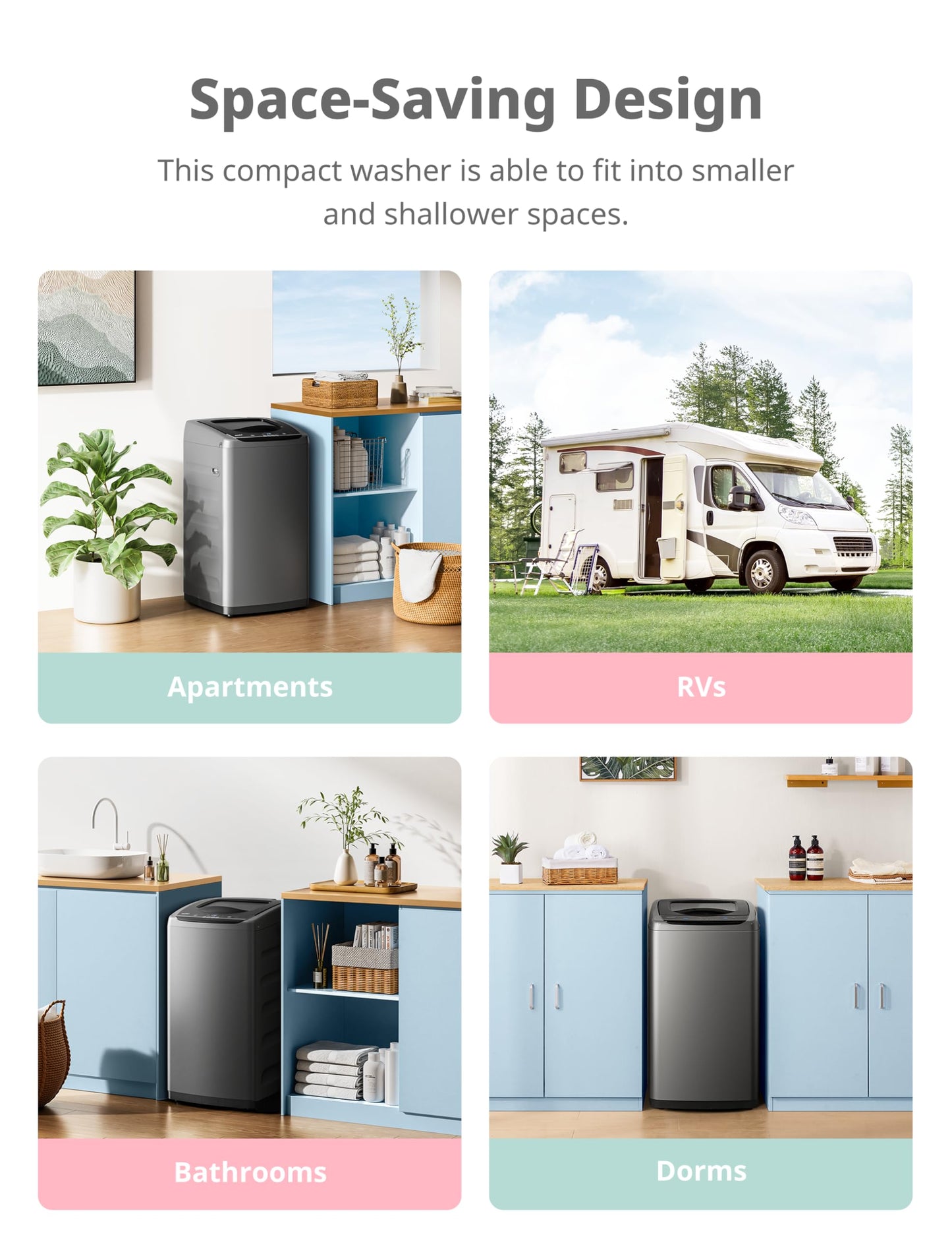 Comfee Portable Washing Machine, 0.9 cu.ft Compact Washer With LED Display, 5 Wash Cycles, 2 Built-in Rollers, Space Saving Full-Automatic Washer