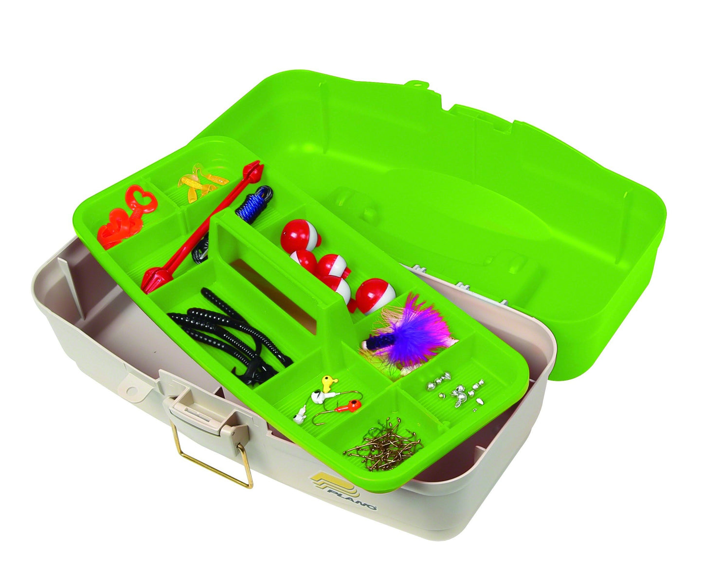 Plano Ready-Set-Fish 3-Tray Tackle Box with Tackle, Aqua Blue/Tan, One Size
