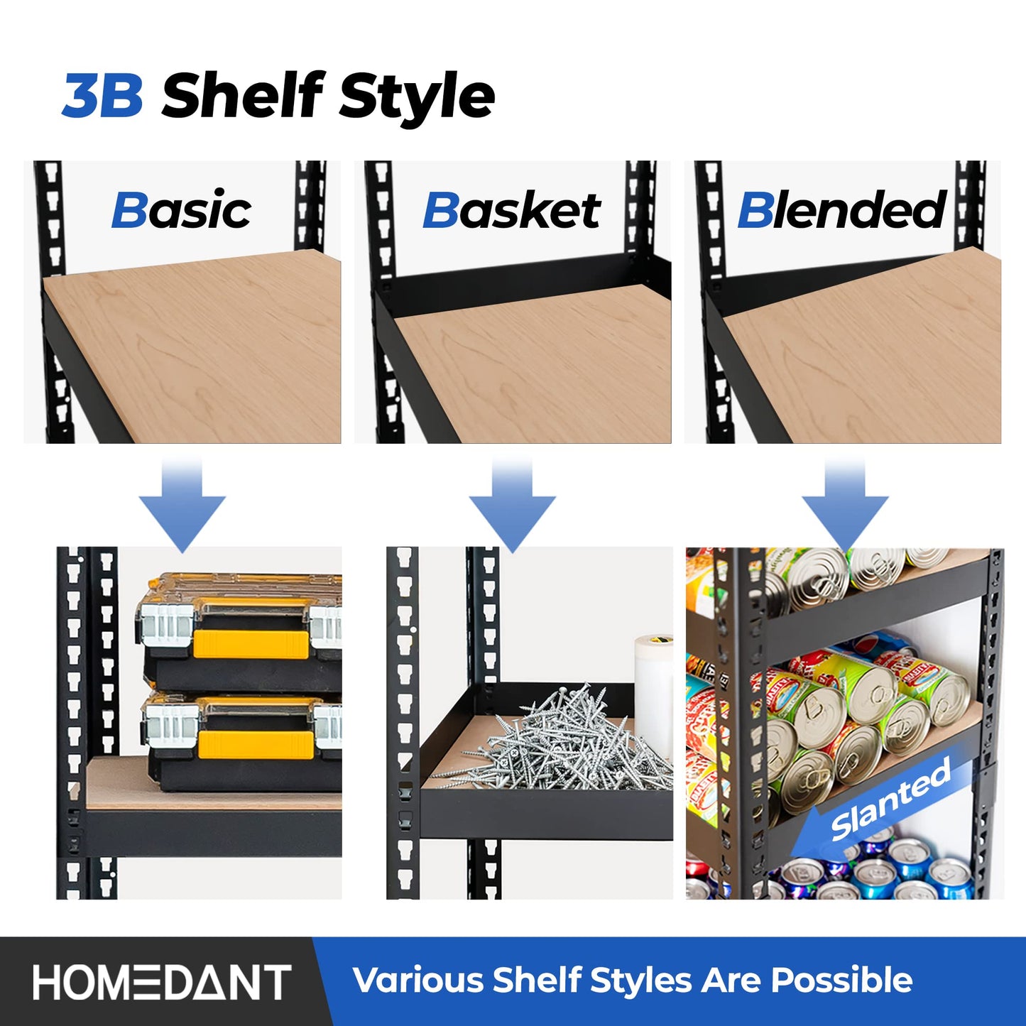 HOMEDANT 5 Tier Laminated Boltless Heavy Duty Garage Storage Adjustable Wide Size Metal Shelving Unit Utility Rack Shelves Organization Multipurpose Shelf Shed Warehouse 47.7"W x 24.1"D x 71.3"H 2Pack