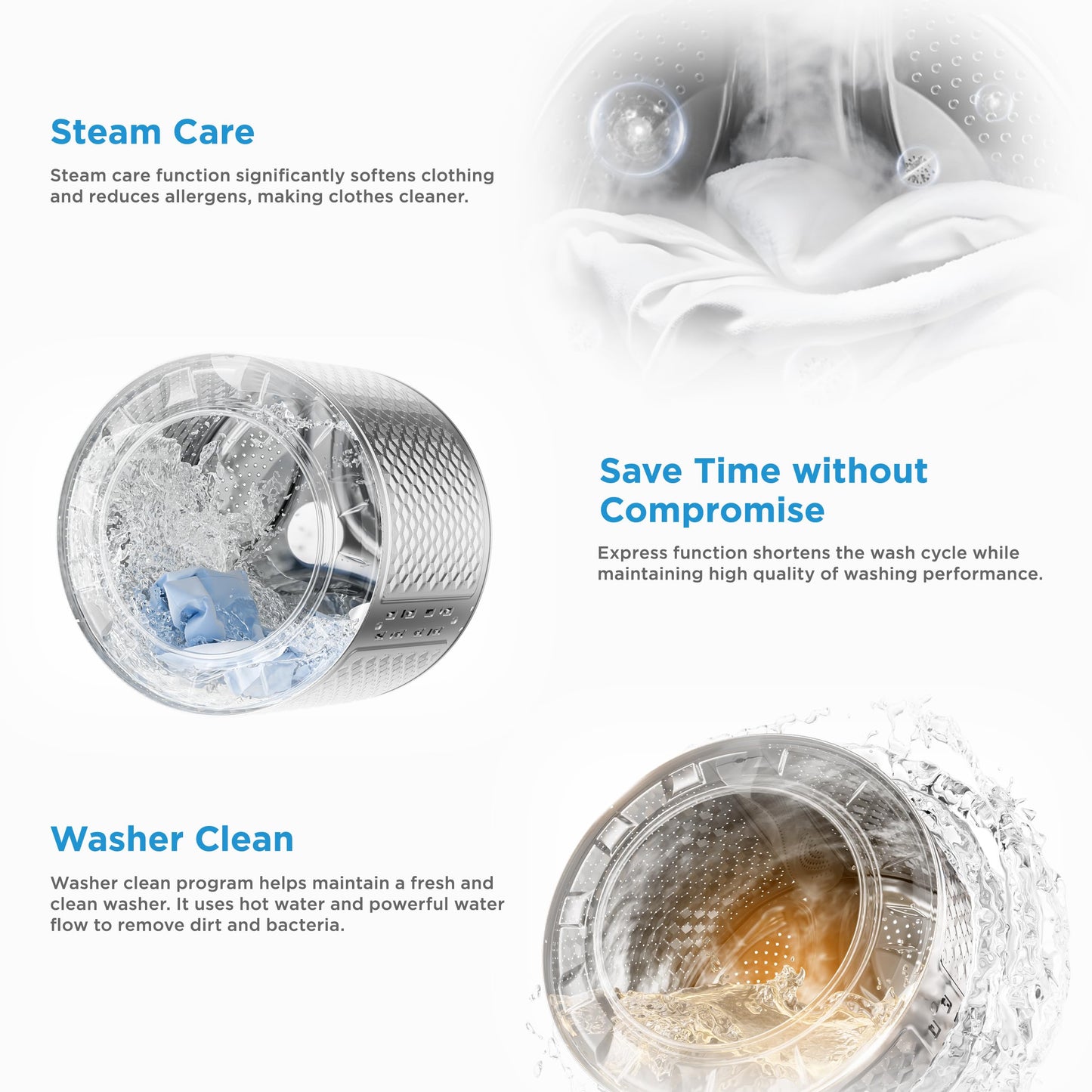 Midea 24 Inch Washer and Dryer Combo, All in One Washer and Dryer 2.7 cu.ft 26lbs, Ventless Washing Machine, Steam Care, Overnight Dry, 1400 RPM, 16 Cycles Front Load Washer, Full-Automatic, White