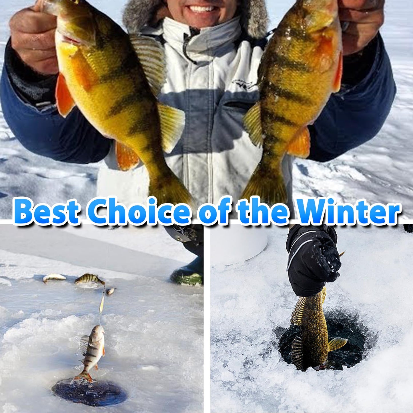 Ice Fishing Jigs Kit, 30/60Pcs Glow Ice Fishing Lure Set for Winter Ice Jigging Crappie Sunfish Perch Panfish Walleye Pike Jigs, Ice Fishing Gear with Storage Box