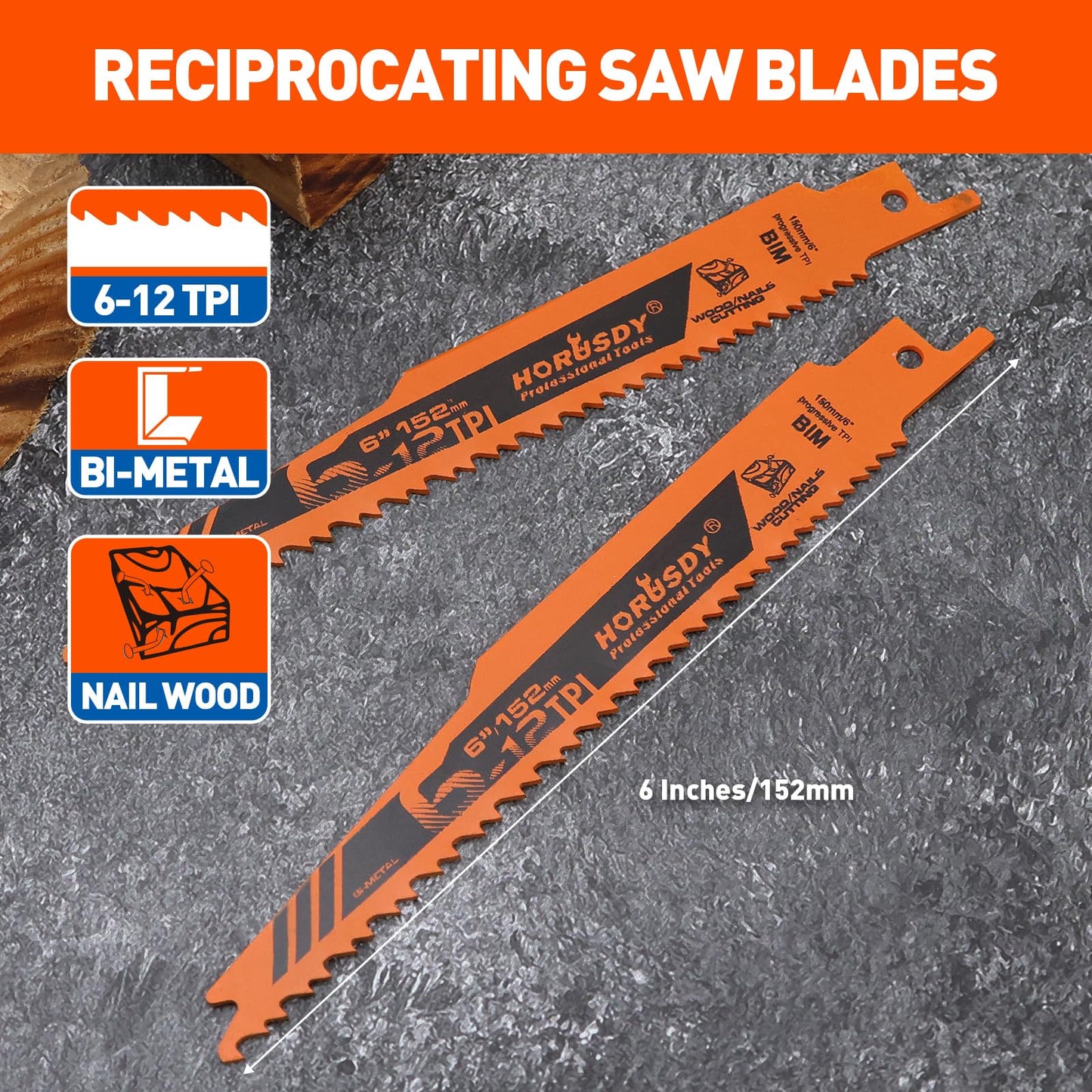 HORUSDY 10-Piece Reciprocating Saw Blades Set, Metal & Woodcutting Saw Blades