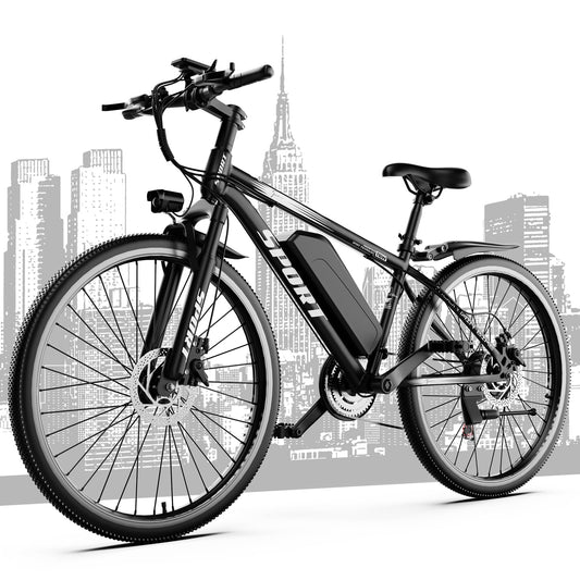PostJoy Electric Bike for Adults, 1500W Motor Peak Ebike, 480Wh Removable Battery E Bike, Max 65Miles 28MPH, 26" Electric Mountain Bike, 7-Speed & Front Suspension, Electric Bicycle for Commute