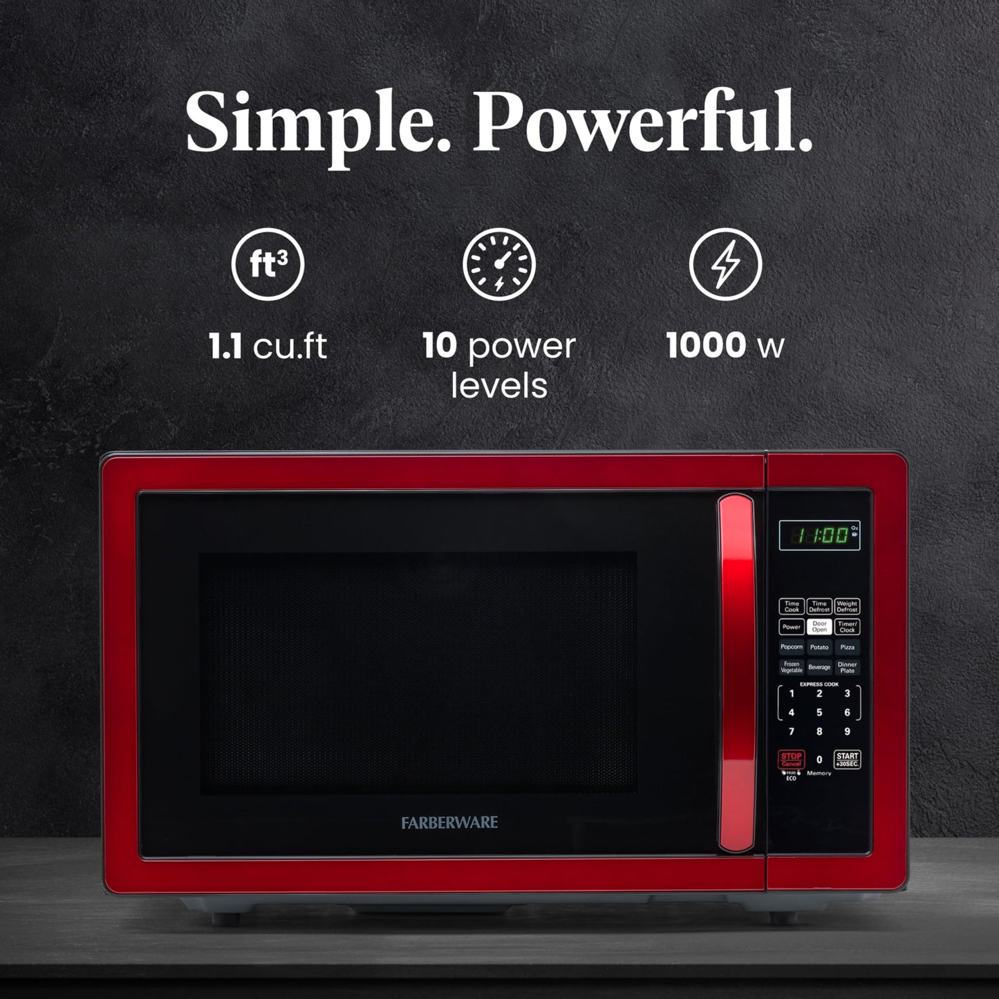 Farberware Countertop Microwave 700 Watts, 0.7 Cu. Ft. - Microwave Oven With LED Lighting and Child Lock - Perfect for Apartments and Dorms - Easy Clean Stainless Steel