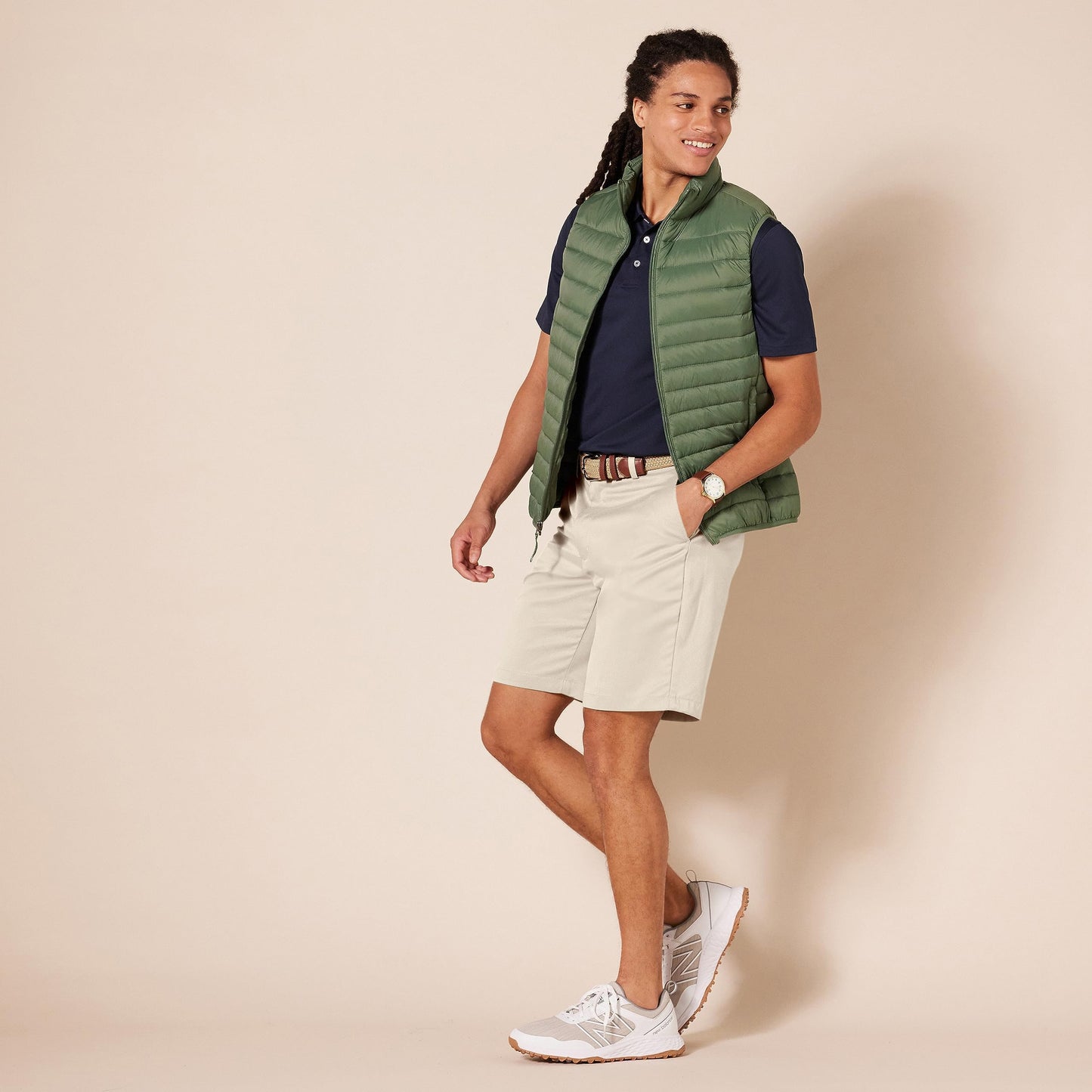 Amazon Essentials Men's Classic-Fit Stretch Golf Short (Available in Big & Tall), Stone, 36