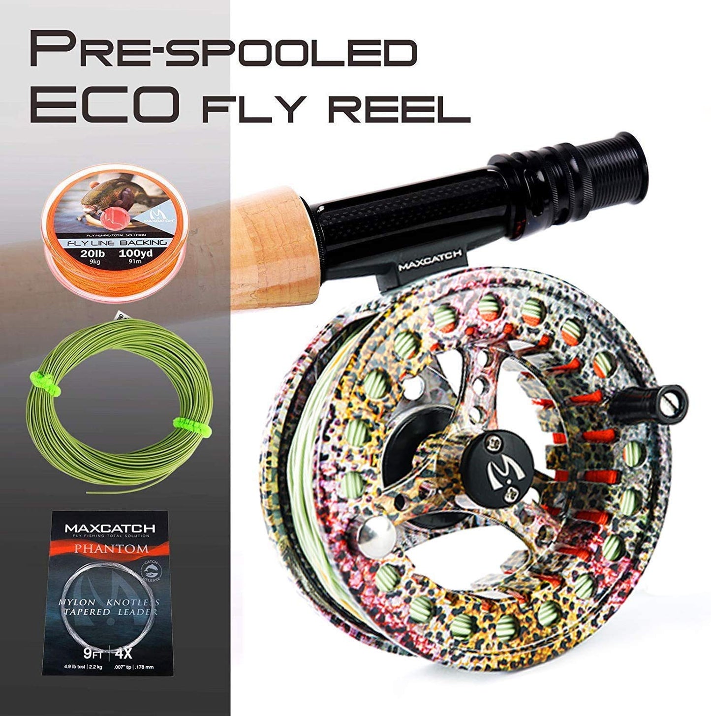 M MAXIMUMCATCH Maxcatch ECO Large Arbor Fly Fishing Reel (3/4wt 5/6wt 7/8wt) and Pre-Loaded Fly Reel with Line Combo