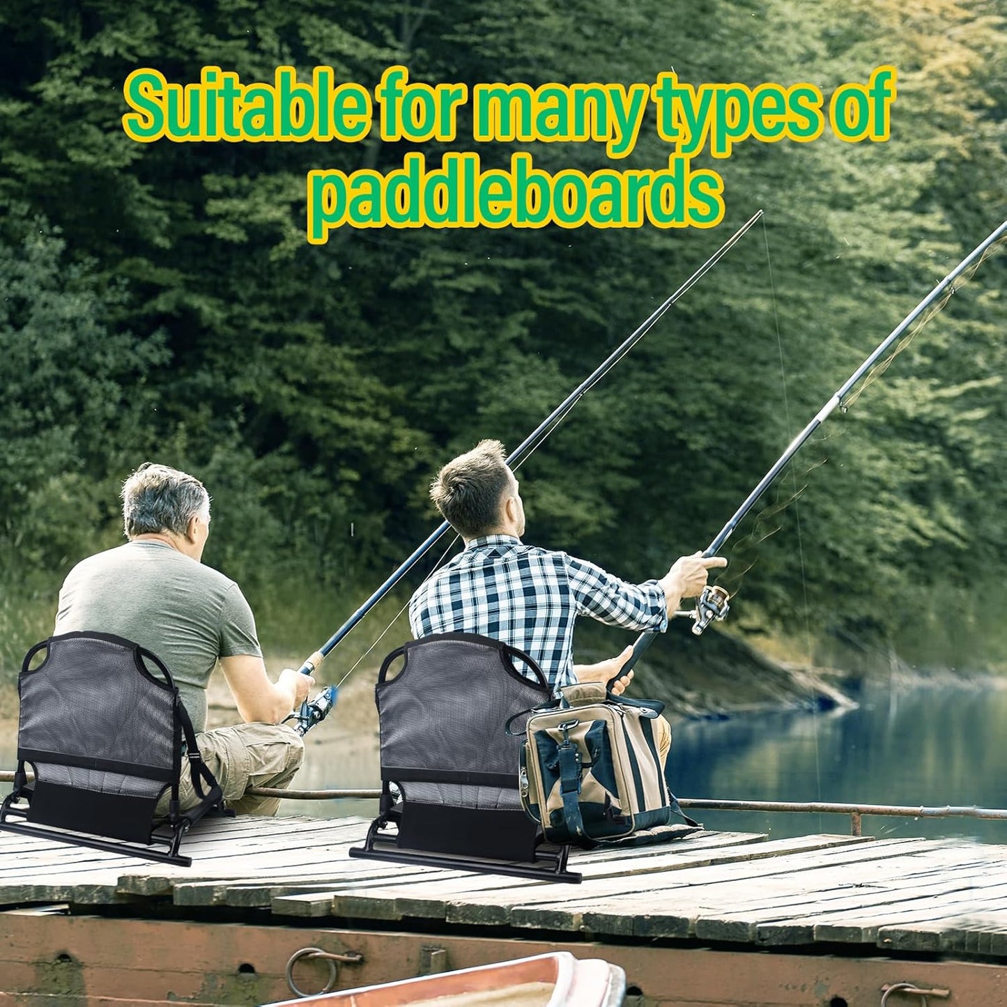 Universal Folding Kayak Seat - Aluminium Canvas Paddleboard Kayak Seats with Back Support, Suitable for Kayaking Canoeing Rafting Fishing