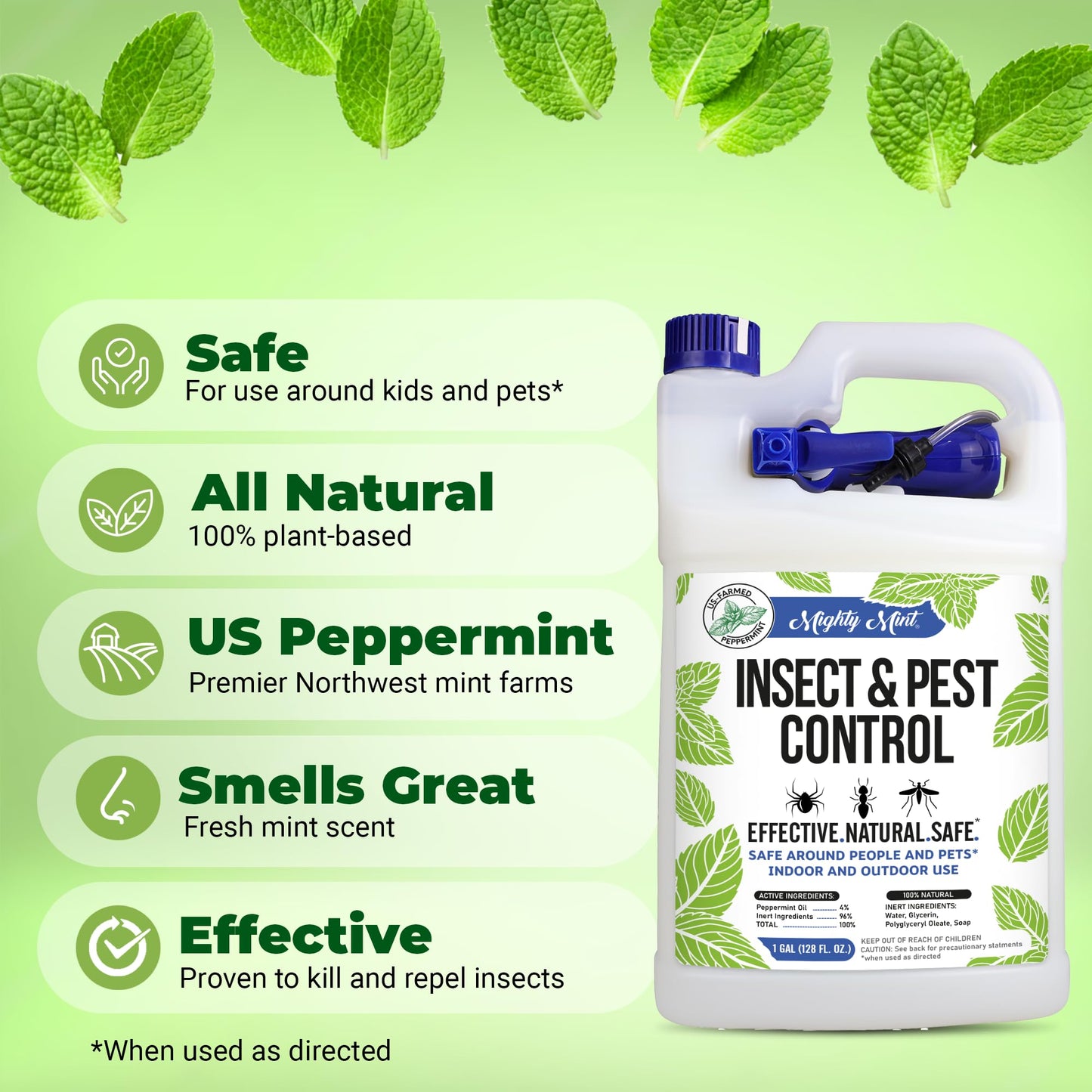 Mighty Mint Gallon (128 oz) Insect and Pest Repellent Peppermint Oil - Natural Spray for Spiders, Ants, and More