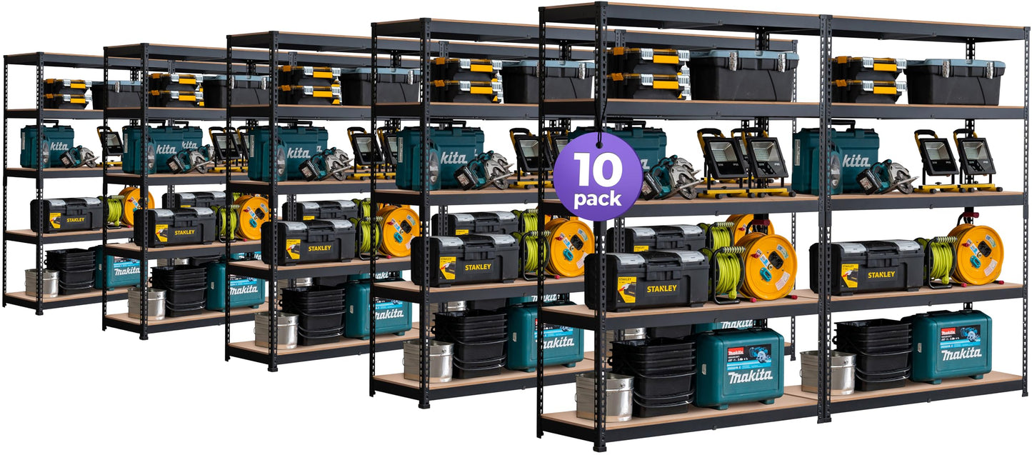 HOMEDANT 5 Tier Laminated Boltless Heavy Duty Garage Storage Adjustable Wide Size Metal Shelving Unit Utility Rack Shelves Organization Multipurpose Shelf Shed Warehouse 47.7"W x 24.1"D x 71.3"H 2Pack
