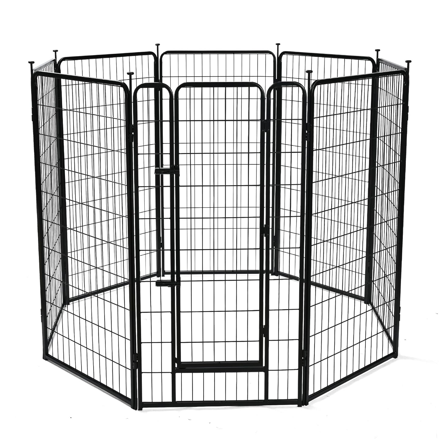 Amazon Basics Dog Playpen, 8 Panels Metal Fence with Door, Foldable for Indoor and Outdoor Use, Suitable for Small to Medium Sized Dogs, 48 Inch Height, Black