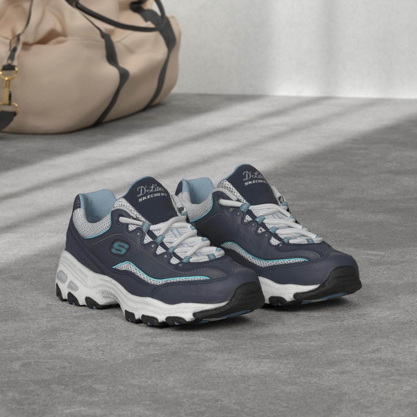 Skechers Women's D'Lites-Life Saver Memory Foam Lace-up Sneaker