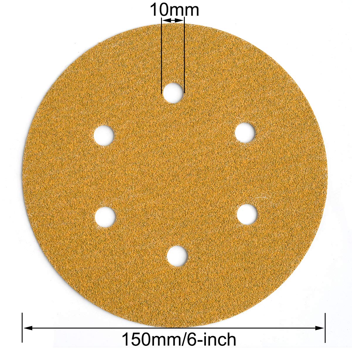 6-Inch 6-Hole Hook and Loop Sanding Discs 600-Grit, Random Orbital Sandpaper for Automotive and Woodworking, 100-Pack