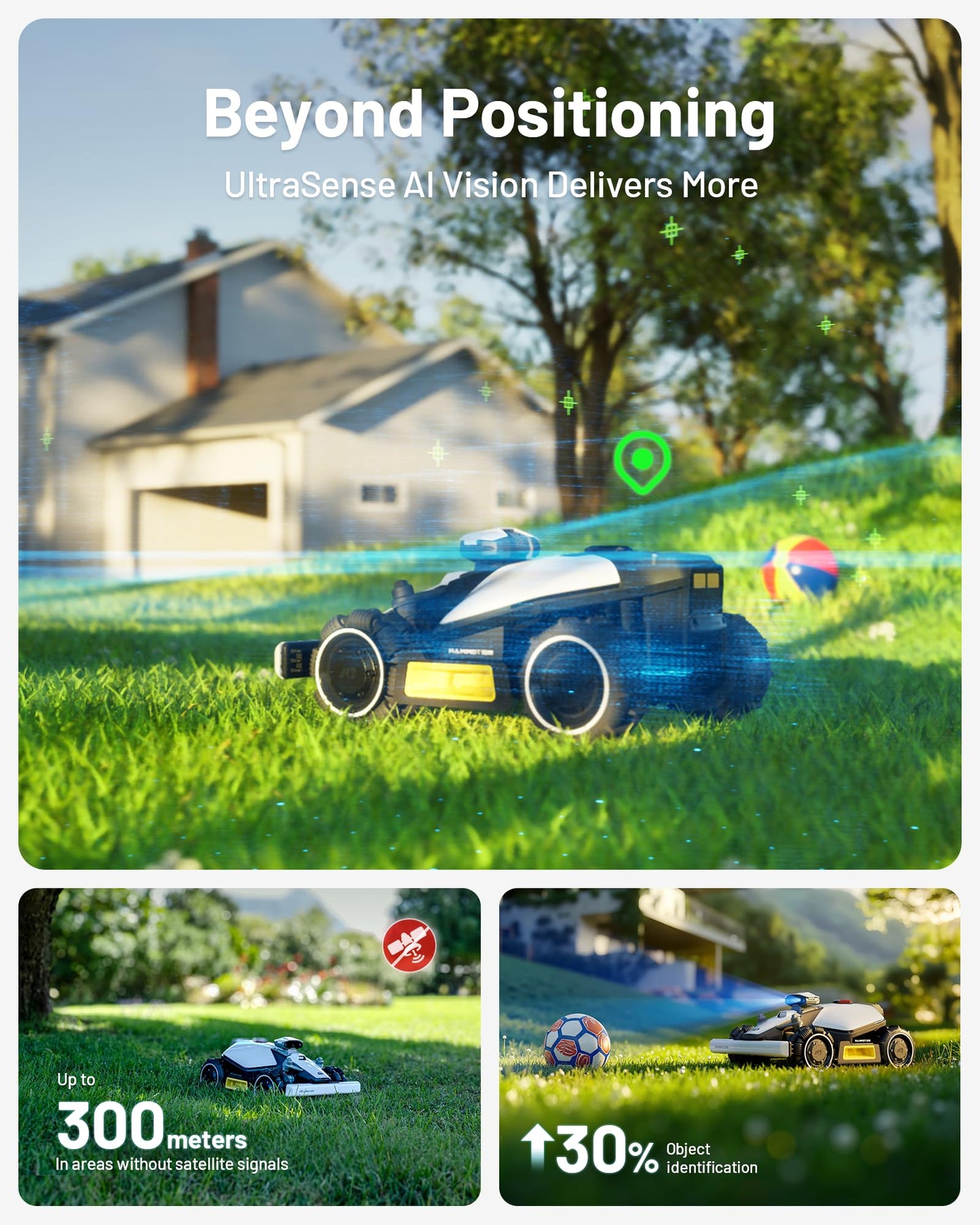 LUBA Mini AWD 800H Robot Lawn Mower with 4G, Reception 0.2 Acre, Max. 0.25 Acre, All-Wheel-Drive for 80% Slope, UltraSense AI Vision+RTK Auto-Mapping, Cutting Height 2.2"-4.0"