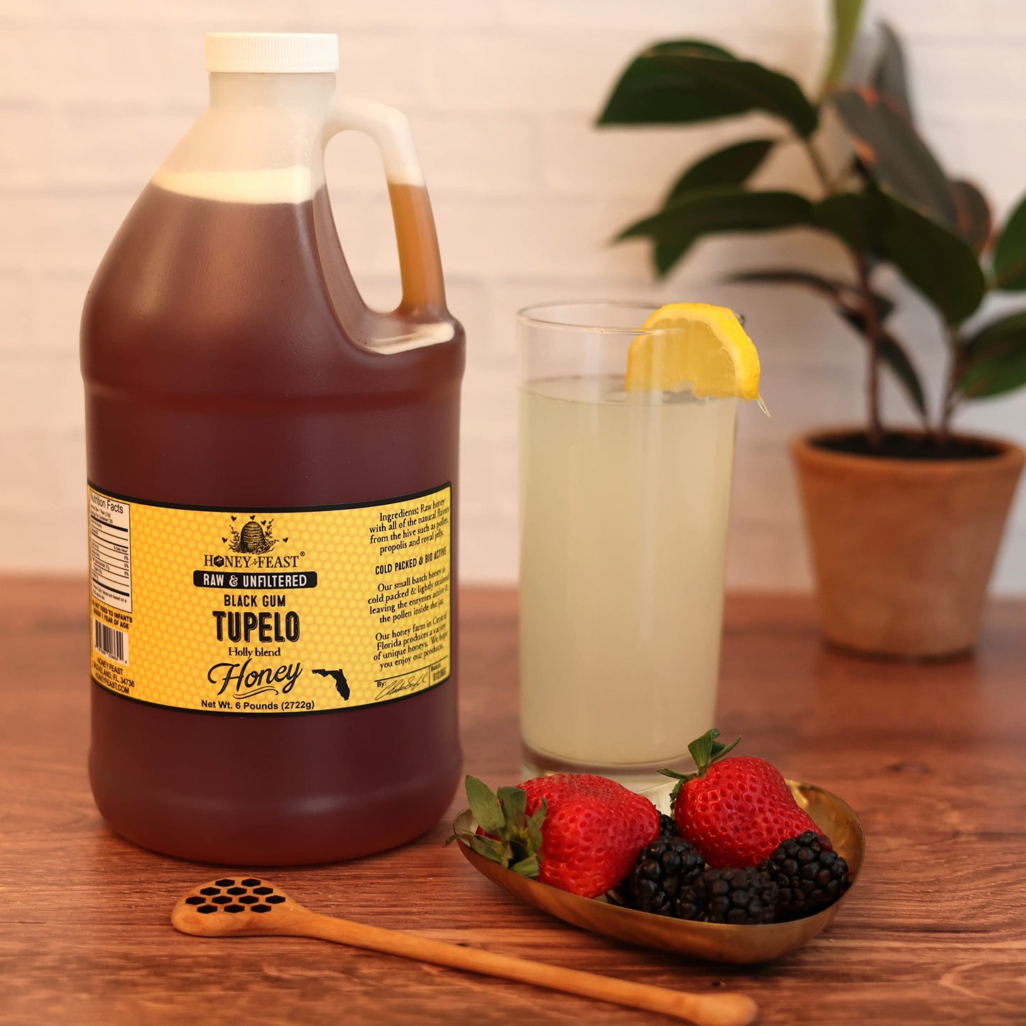 HONEY FEAST Wildflower Honey - 6 Pounds (1/2 Gallon) Bulk Honey, All Natural, Unfiltered, Unheated Honey, Perfect for Sweetening & Baking