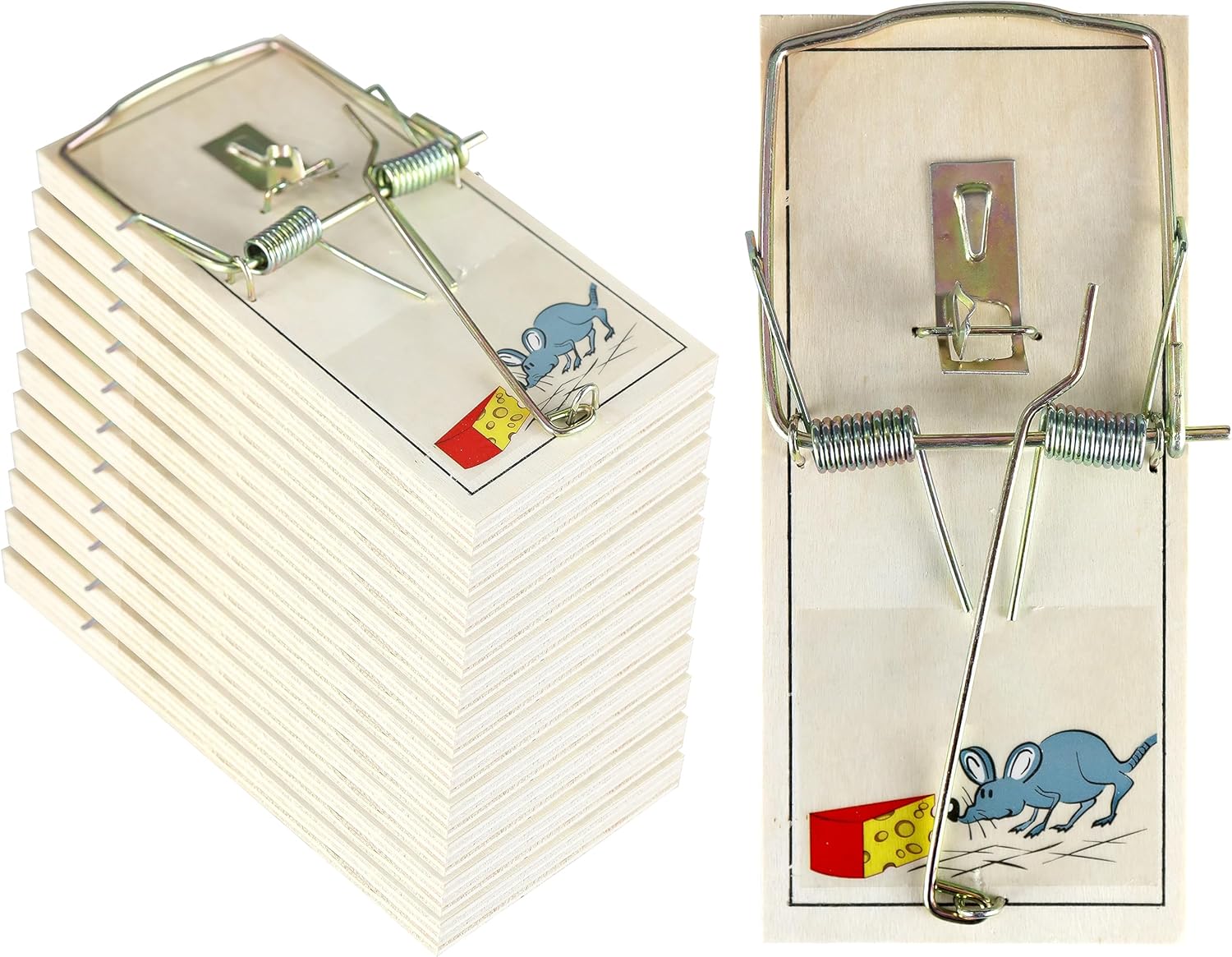Metal Spring Rat 12-Pack Rat Trap Bulk Set - Reliable Double Spring Mechanism with Stur ...