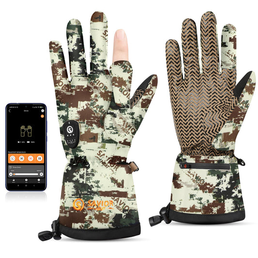 SAVIOR HEAT Heated Gloves - Camouflage Hunting, Fishing, Shooting, Cold Weather Touchscreen Gloves for Men & Women