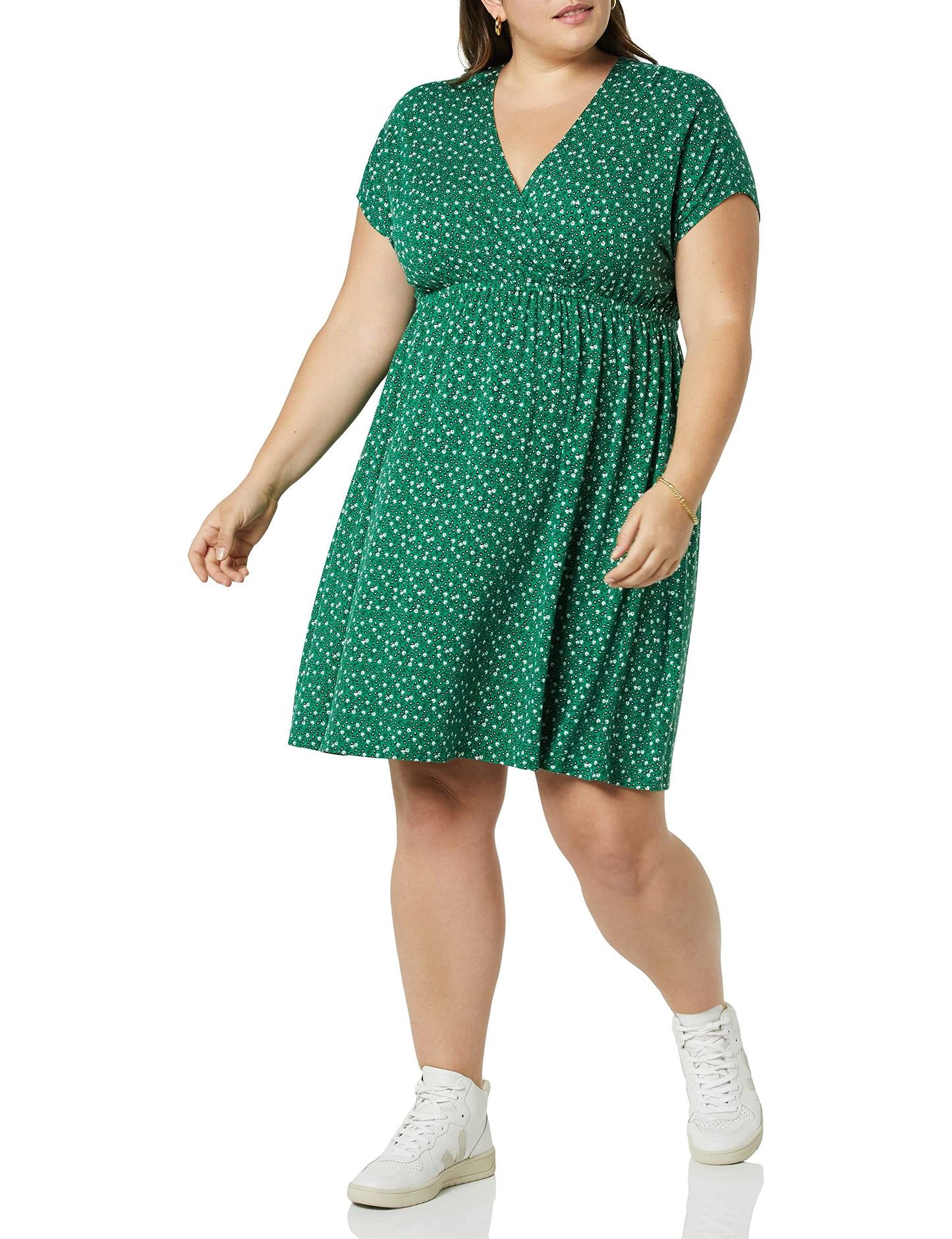 Amazon Essentials Women's Surplice V Neck Swing Dress (Available in Plus Size)