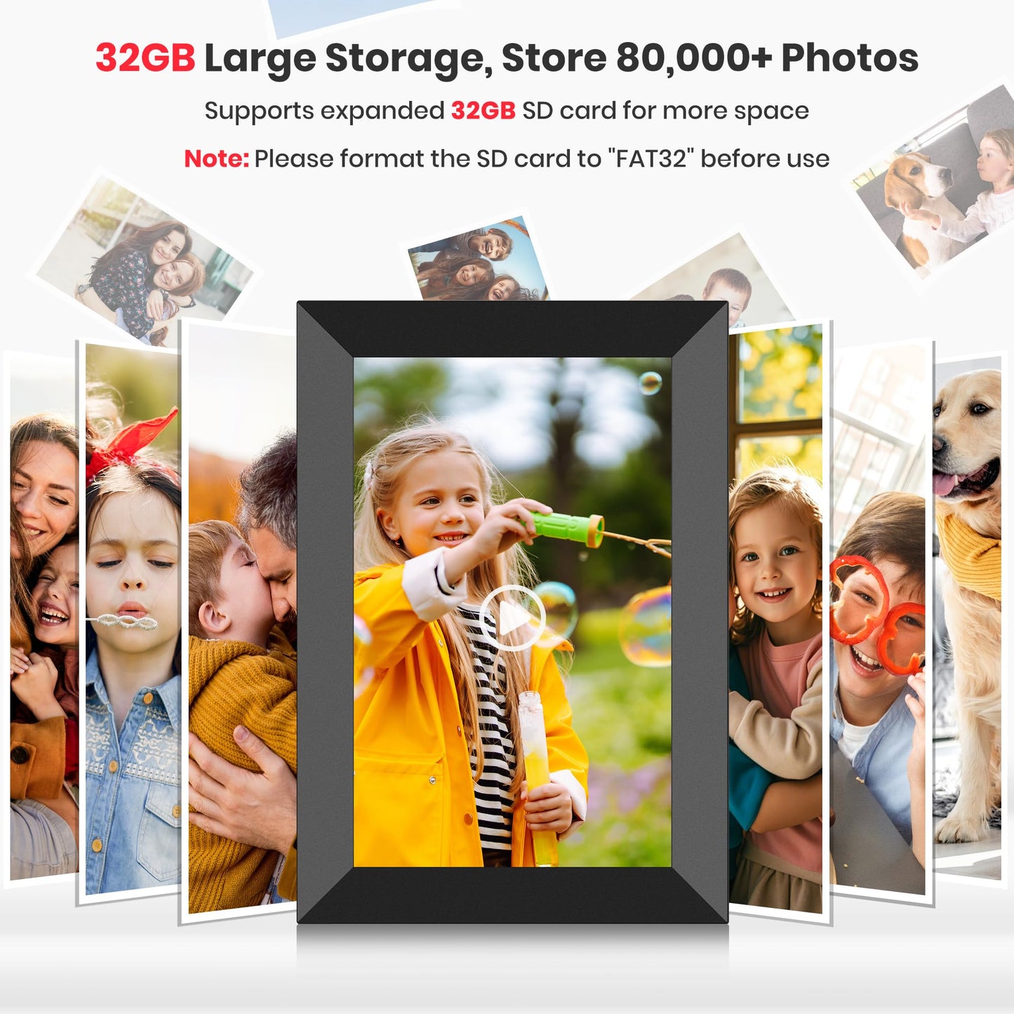 Frameo 10.1 Inch WiFi Digital Picture Frame, Smart Cloud Electronic Photo Frame with HD IPS Touch Screen Slideshow 32GB Memory Auto-Rotate Wall Mount, Share Photos/Videos from Phone by Frameo App