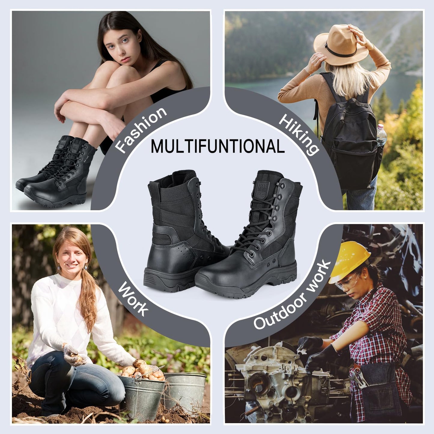 FREE SOLDIER Women’s Tactical Boots 8 Inches Lightweight Combat Boot Durable Military Work Outdoors Boots Desert Boot for Women