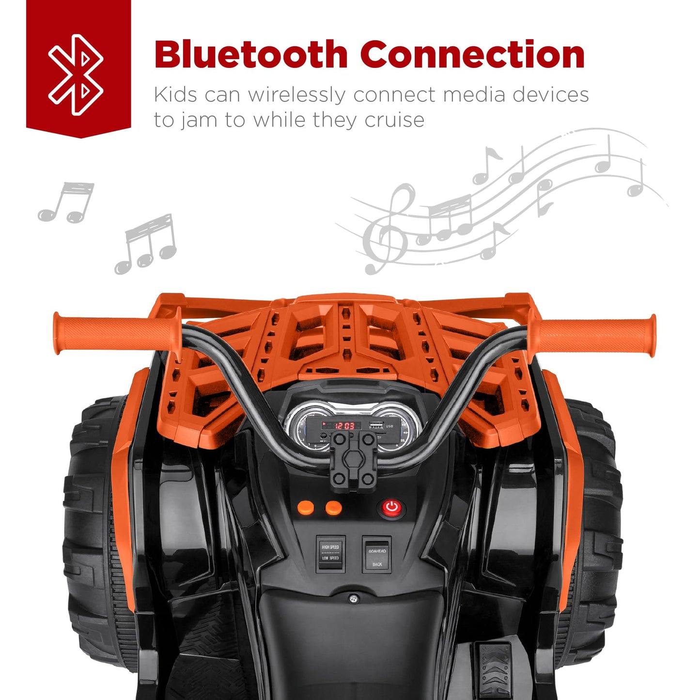 Best Choice Products 12V Kids Ride-On Electric ATV, 4-Wheeler Quad Car Toy w/Bluetooth Audio, 3.7mph Max Speed, Treaded Tires, LED Headlights, Radio - Black