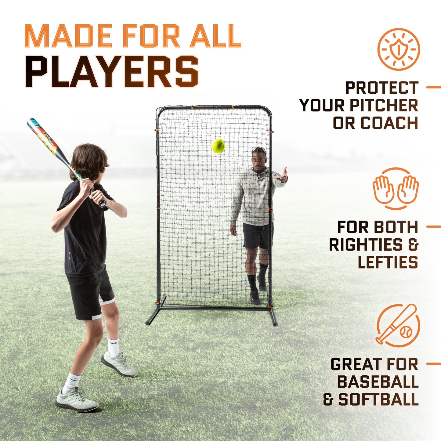 Baseball Net for Batting Cage | 7 x 4 Feet Pitching Screen Softball Pitching Net Baseball Pitching Net Body Protector for Back Drive Lines Beisbol