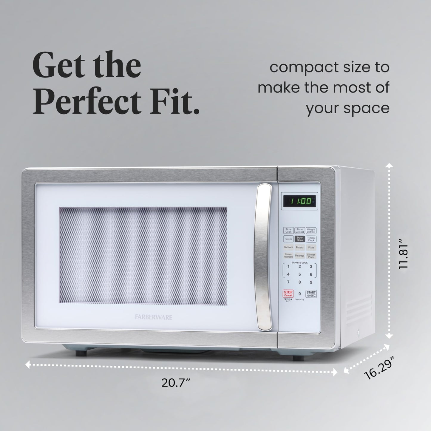 Farberware Countertop Microwave 700 Watts, 0.7 Cu. Ft. - Microwave Oven With LED Lighting and Child Lock - Perfect for Apartments and Dorms - Easy Clean Stainless Steel