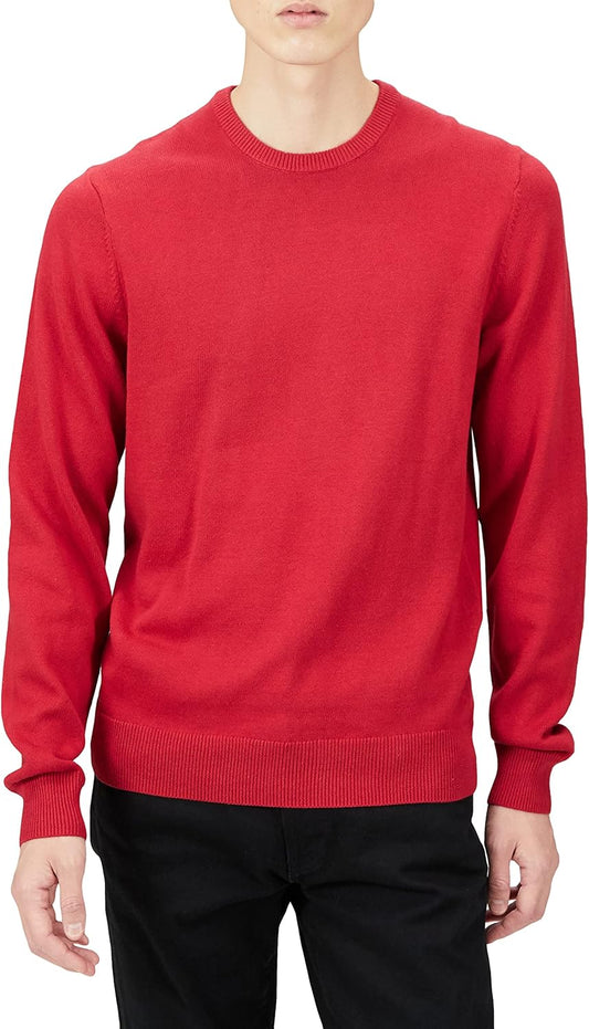 Amazon Essentials Men's Long-Sleeve Crewneck Sweater, 100% Cotton, Big & Tall Options Available