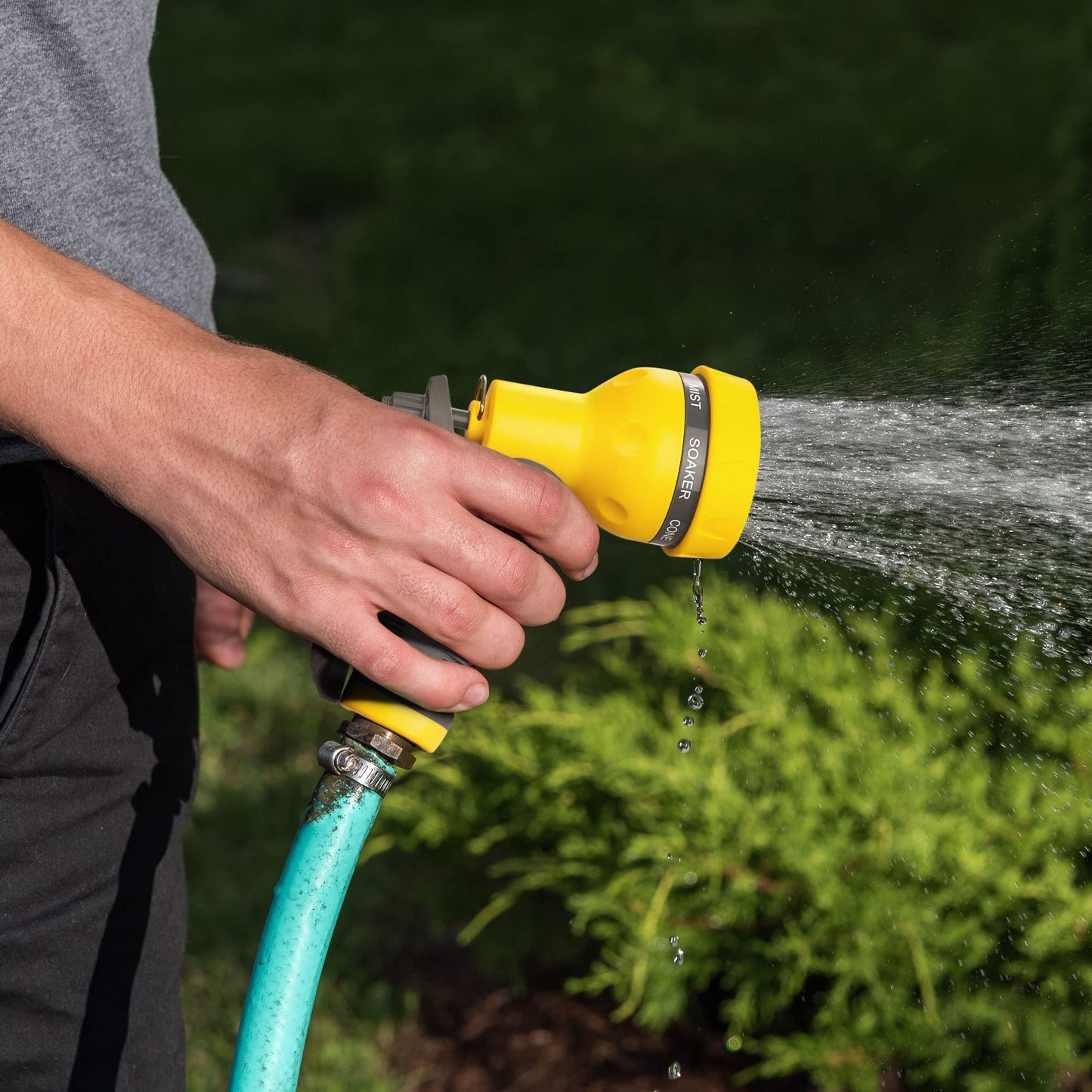 AUTOMAN-Garden-Hose-Nozzle, ABS Water Spray Nozzle with 7 Adjustable Watering Patterns, Slip Resistant for Watering Plants, Lawn& Garden, Washing Cars, Cleaning, Showering Pets & Outdoor Fun.
